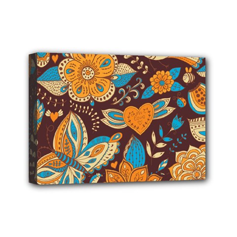 Butterfly And Flowers Mini Canvas 7  X 5  (stretched) by goljakoff