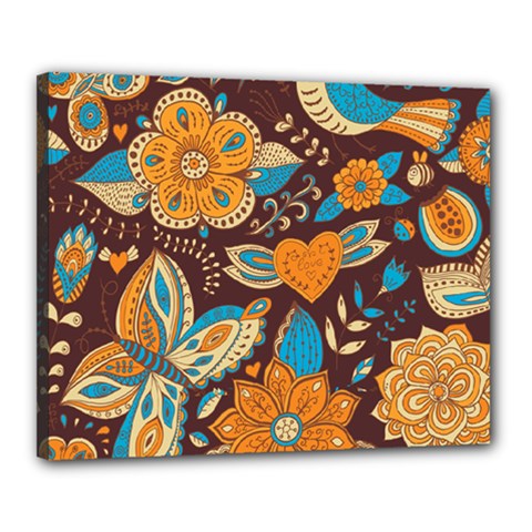 Butterfly And Flowers Canvas 20  X 16  (stretched) by goljakoff