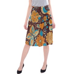 Butterfly And Flowers Midi Beach Skirt by goljakoff