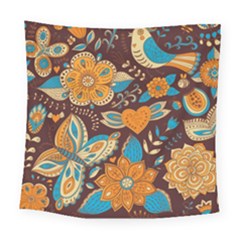 Butterfly And Flowers Square Tapestry (large) by goljakoff