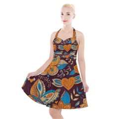 Butterfly And Flowers Halter Party Swing Dress  by goljakoff