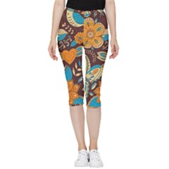 Butterfly And Flowers Inside Out Lightweight Velour Capri Leggings  by goljakoff