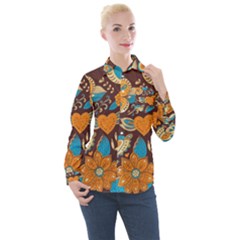 Butterfly And Flowers Women s Long Sleeve Pocket Shirt