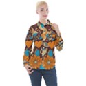 Butterfly and flowers Women s Long Sleeve Pocket Shirt View1