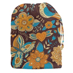 Butterfly And Flowers Drawstring Pouch (3xl) by goljakoff