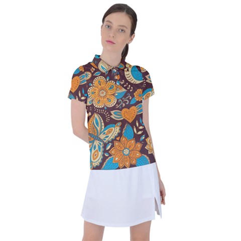 Butterfly And Flowers Women s Polo Tee by goljakoff