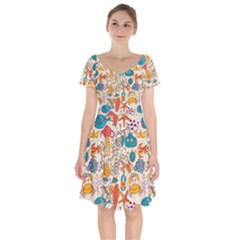 Sea Creatures Short Sleeve Bardot Dress by goljakoff