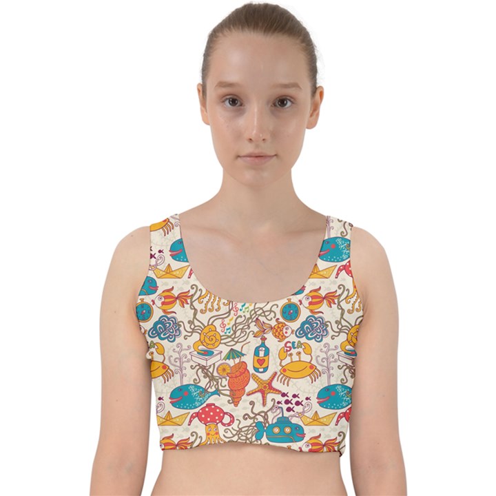 Sea creatures Velvet Racer Back Crop Top