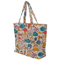 Sea Creatures Zip Up Canvas Bag by goljakoff