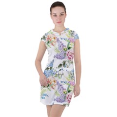 Flowers Drawstring Hooded Dress by goljakoff