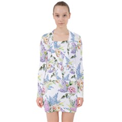 Flowers V-neck Bodycon Long Sleeve Dress by goljakoff