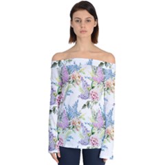 Flowers Off Shoulder Long Sleeve Top by goljakoff