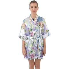 Flowers Half Sleeve Satin Kimono  by goljakoff