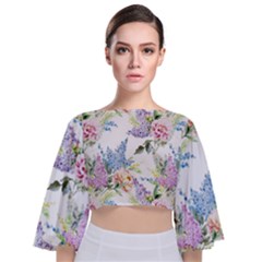 Flowers Tie Back Butterfly Sleeve Chiffon Top