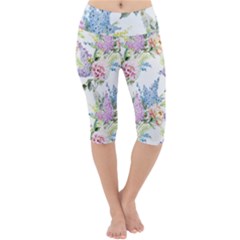 Flowers Lightweight Velour Cropped Yoga Leggings by goljakoff