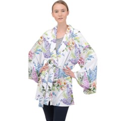 Flowers Long Sleeve Velvet Kimono  by goljakoff