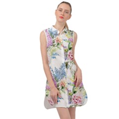 Flowers Sleeveless Shirt Dress by goljakoff