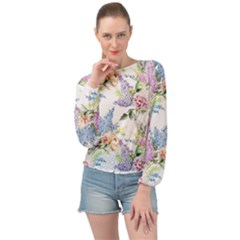 Flowers Banded Bottom Chiffon Top by goljakoff