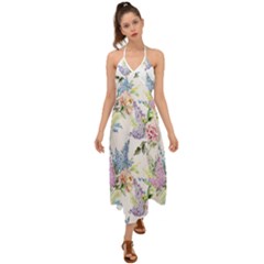 Flowers Halter Tie Back Dress  by goljakoff