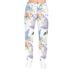 Flowers Women Velvet Drawstring Pants by goljakoff