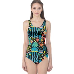 Sea Animals One Piece Swimsuit by goljakoff