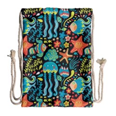 Sea Animals Drawstring Bag (large) by goljakoff