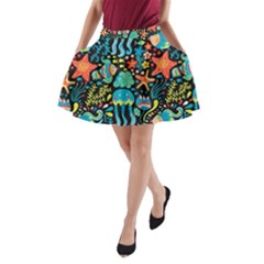 Sea Animals A-line Pocket Skirt by goljakoff