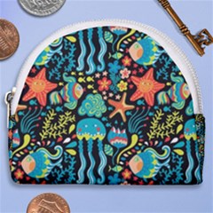 Sea Animals Horseshoe Style Canvas Pouch by goljakoff