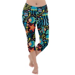 Sea Animals Lightweight Velour Capri Yoga Leggings by goljakoff