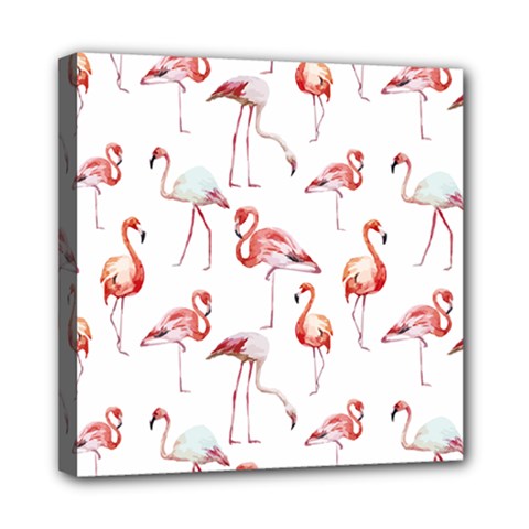 Rose flamingos Mini Canvas 8  x 8  (Stretched)