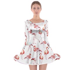 Rose Flamingos Long Sleeve Skater Dress by goljakoff