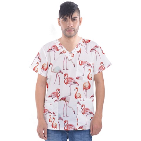 Rose Flamingos Men s V-neck Scrub Top by goljakoff