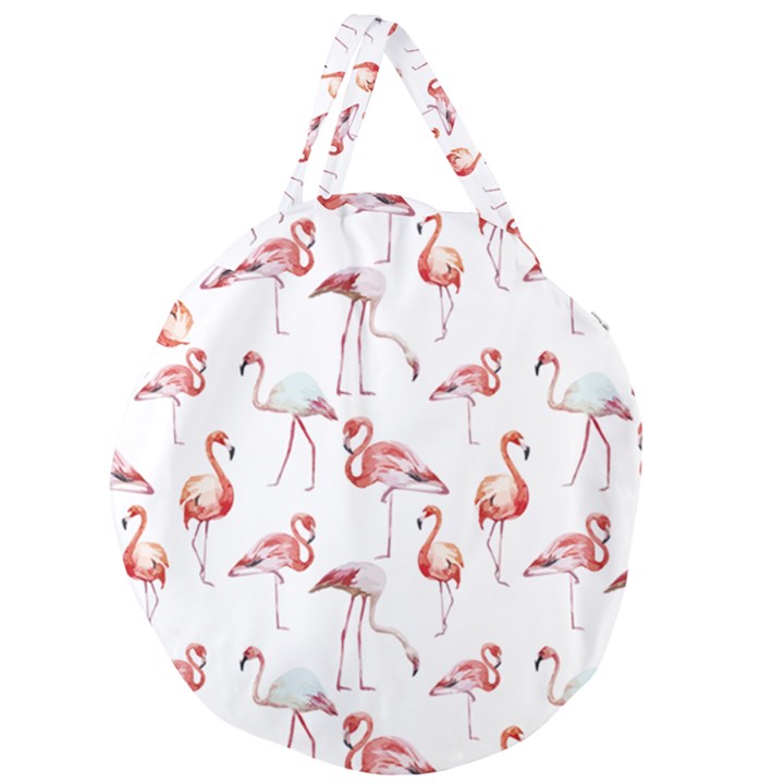 Rose flamingos Giant Round Zipper Tote