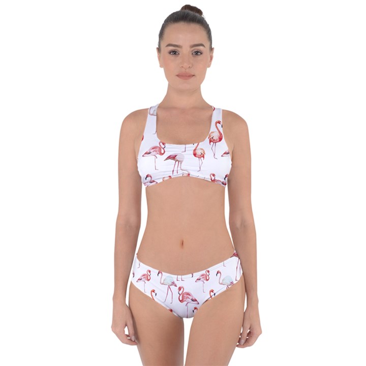 Rose flamingos Criss Cross Bikini Set