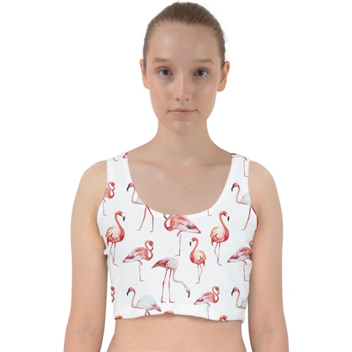 Rose flamingos Velvet Racer Back Crop Top