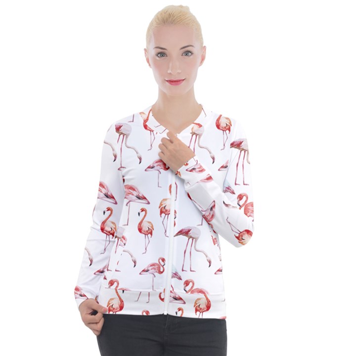 Rose flamingos Casual Zip Up Jacket