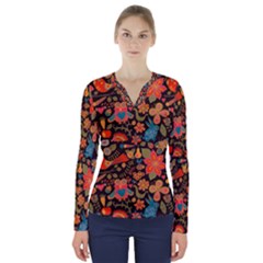 Khokhloma V-neck Long Sleeve Top by goljakoff