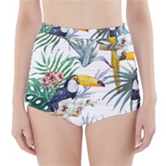 Tropical Flowers High-waisted Bikini Bottoms