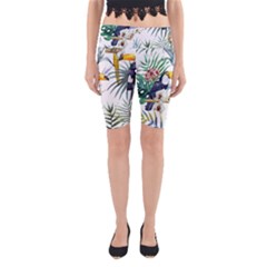 Tropical Flowers Yoga Cropped Leggings by goljakoff