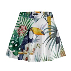 Tropical Flowers Mini Flare Skirt by goljakoff