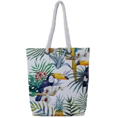 Tropical Flowers Full Print Rope Handle Tote (small) by goljakoff