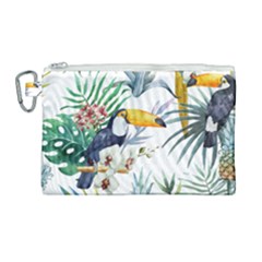 Tropical Flowers Canvas Cosmetic Bag (large) by goljakoff