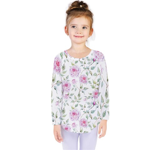 Rose Flowers Kids  Long Sleeve Tee by goljakoff