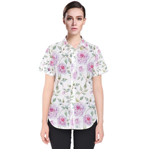 Rose Flowers Women s Short Sleeve Shirt by goljakoff