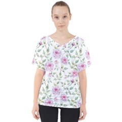 Rose Flowers V-neck Dolman Drape Top by goljakoff