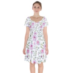 Rose Flowers Short Sleeve Bardot Dress by goljakoff