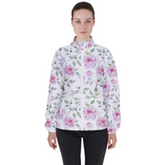 Rose Flowers Women s High Neck Windbreaker by goljakoff