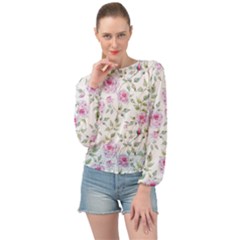 Rose Flowers Banded Bottom Chiffon Top by goljakoff