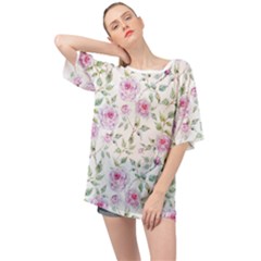 Rose Flowers Oversized Chiffon Top by goljakoff