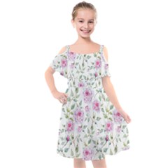 Rose Flowers Kids  Cut Out Shoulders Chiffon Dress by goljakoff